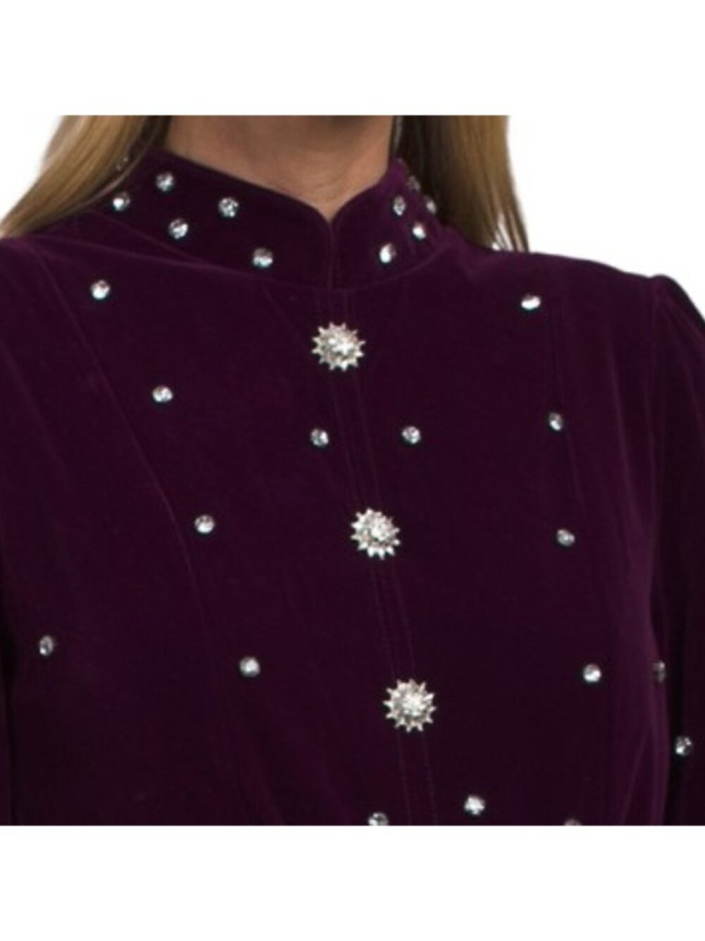 DALIA MACPHEE Long Sleeve Beaded Velvet Dress - Picture 3 of 4